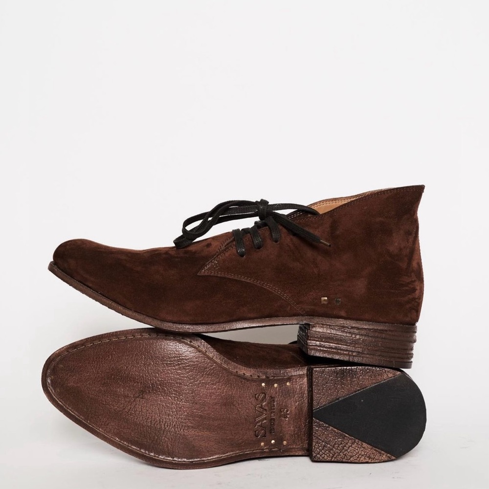 Brand New Savas Men's Brown Suede Lace-Up Shoes